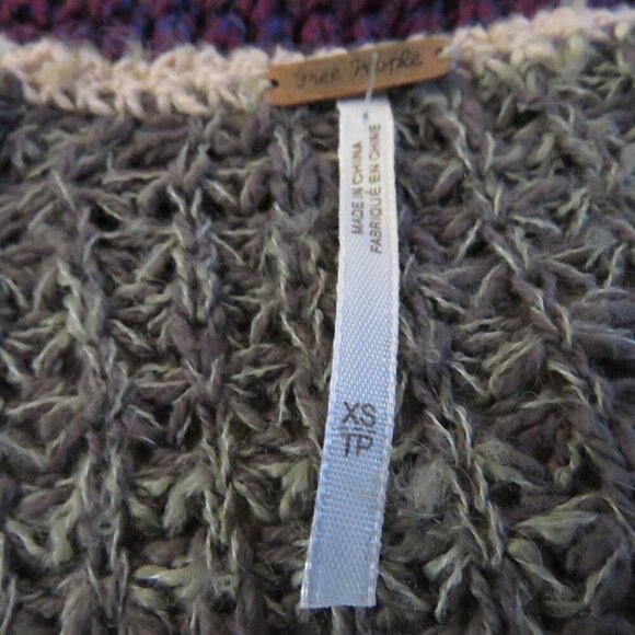 FREE PEOPLE Lake Tahoe Color Block Striped Cardigan Loose Knit Pastel Purple XS - Picture 14 of 14